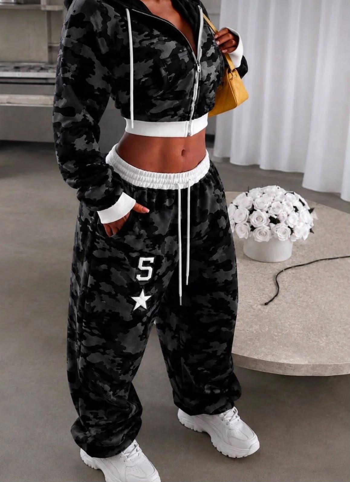 Restock Kamuflaj Baggy Alt Üst Eşofman Takımı (3 İplik Şardonlu)
