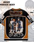 Siyah-Turuncu Haikyu Baskılı Jersey Forma T-Shirt