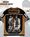Siyah-Turuncu Haikyu Baskılı Jersey Forma T-Shirt