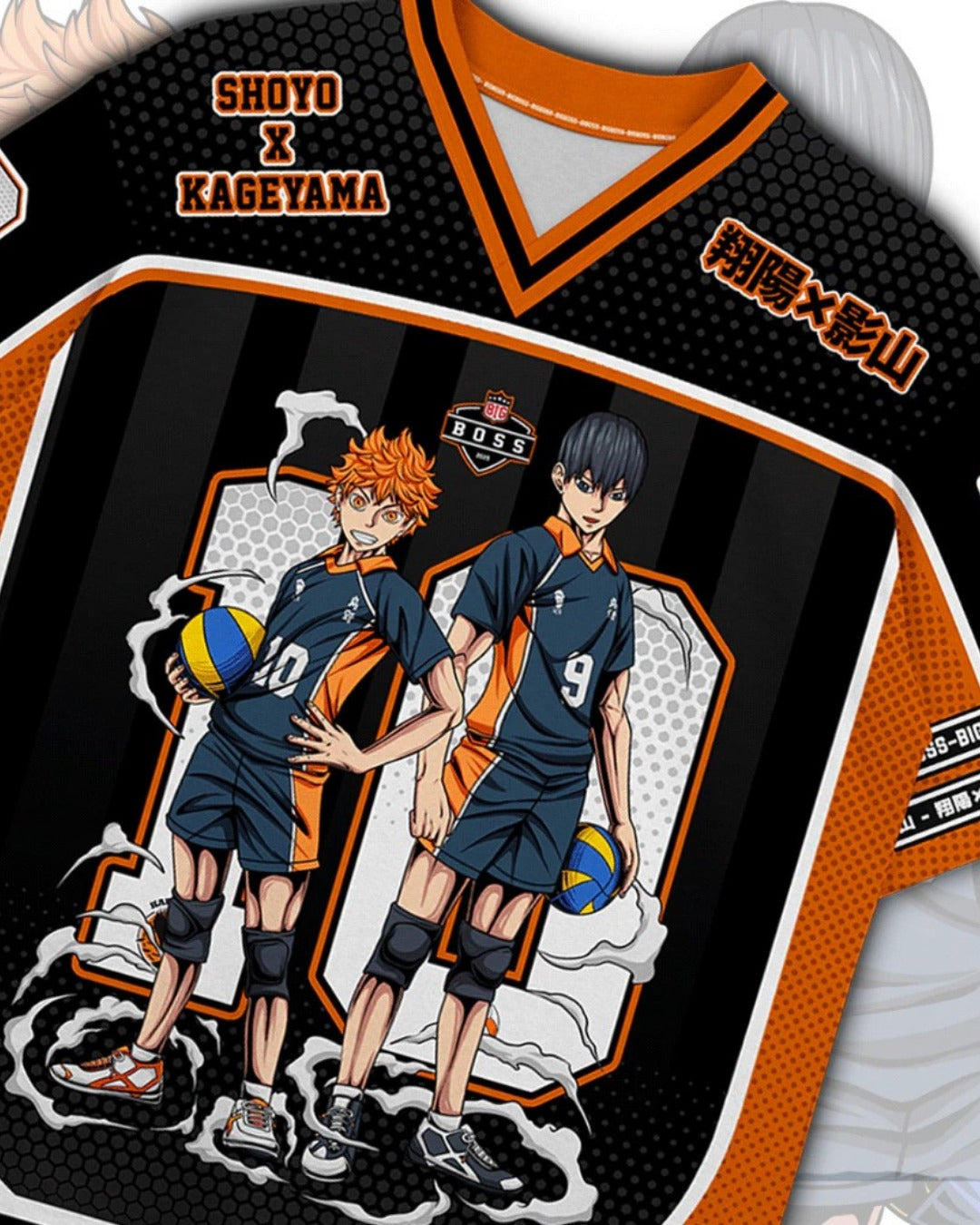 Siyah-Turuncu Haikyu Baskılı Jersey Forma T-Shirt