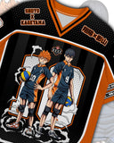 Siyah-Turuncu Haikyu Baskılı Jersey Forma T-Shirt