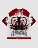 Kırmızı-Beyaz YUJI Baskılı Jersey Forma T-Shirt