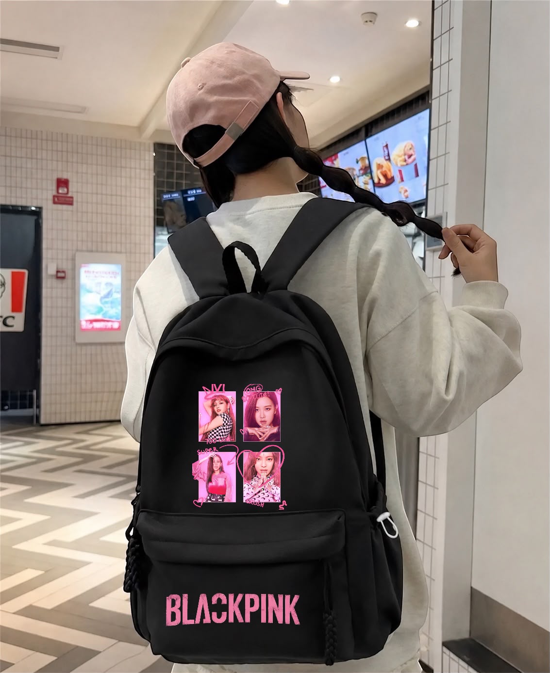 Siyah Black Pink OMG Baskılı Okul,Dershane,Kurs Sırt Çantası
