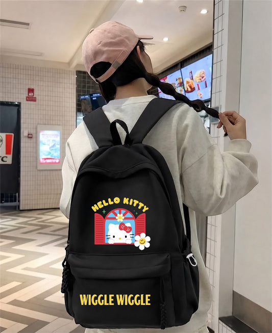 Siyah Hello Kıtty Wıggle Wıggle Baskılı Okul,Dershane,Kurs Sırt Çantası