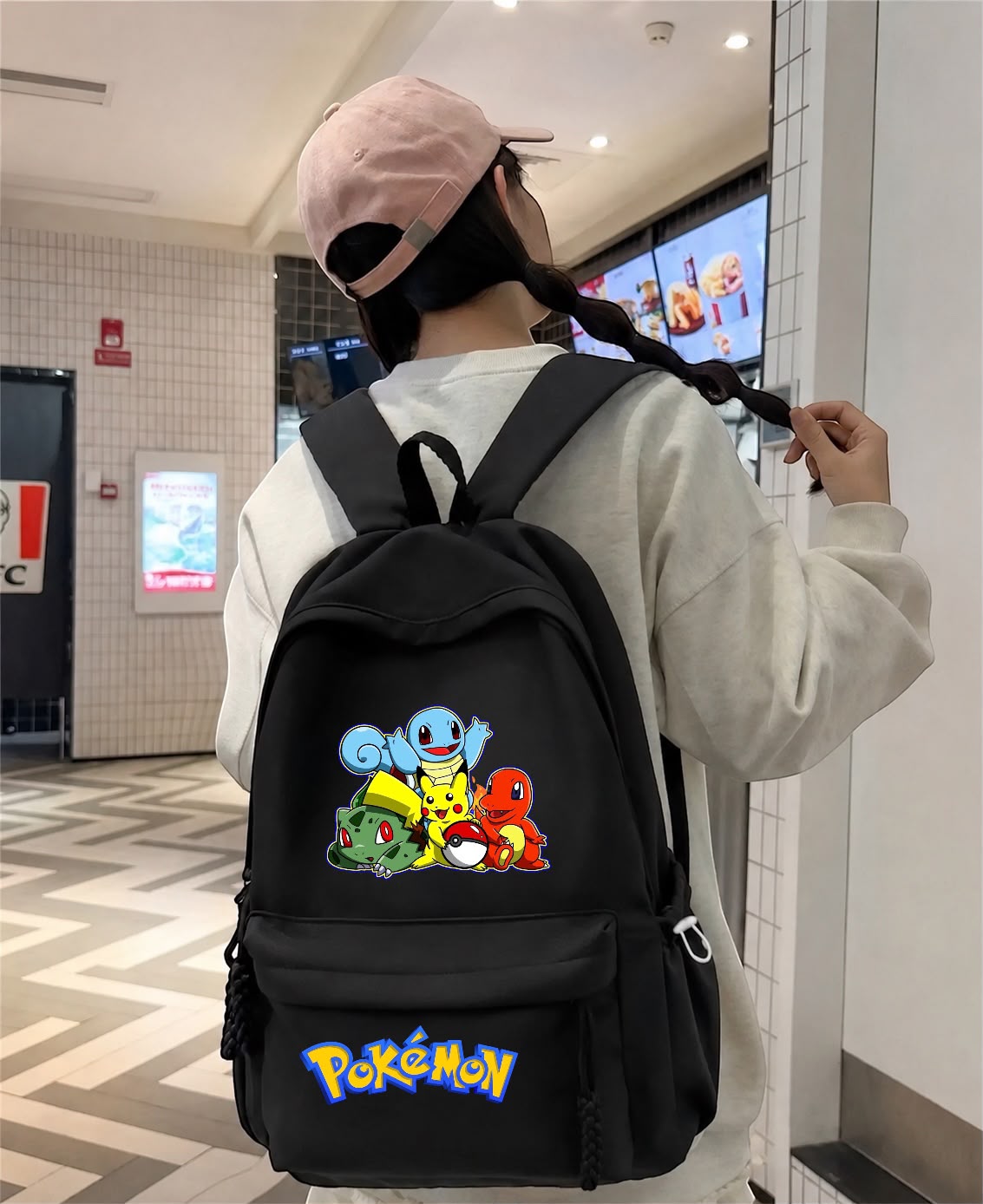 Siyah Pokemon Baskılı Okul,Dershane,Kurs Sırt Çantası