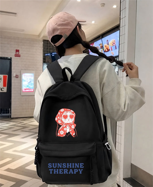 Siyah Sun Shıne Therapy Baskılı Okul,Dershane,Kurs Sırt Çantası