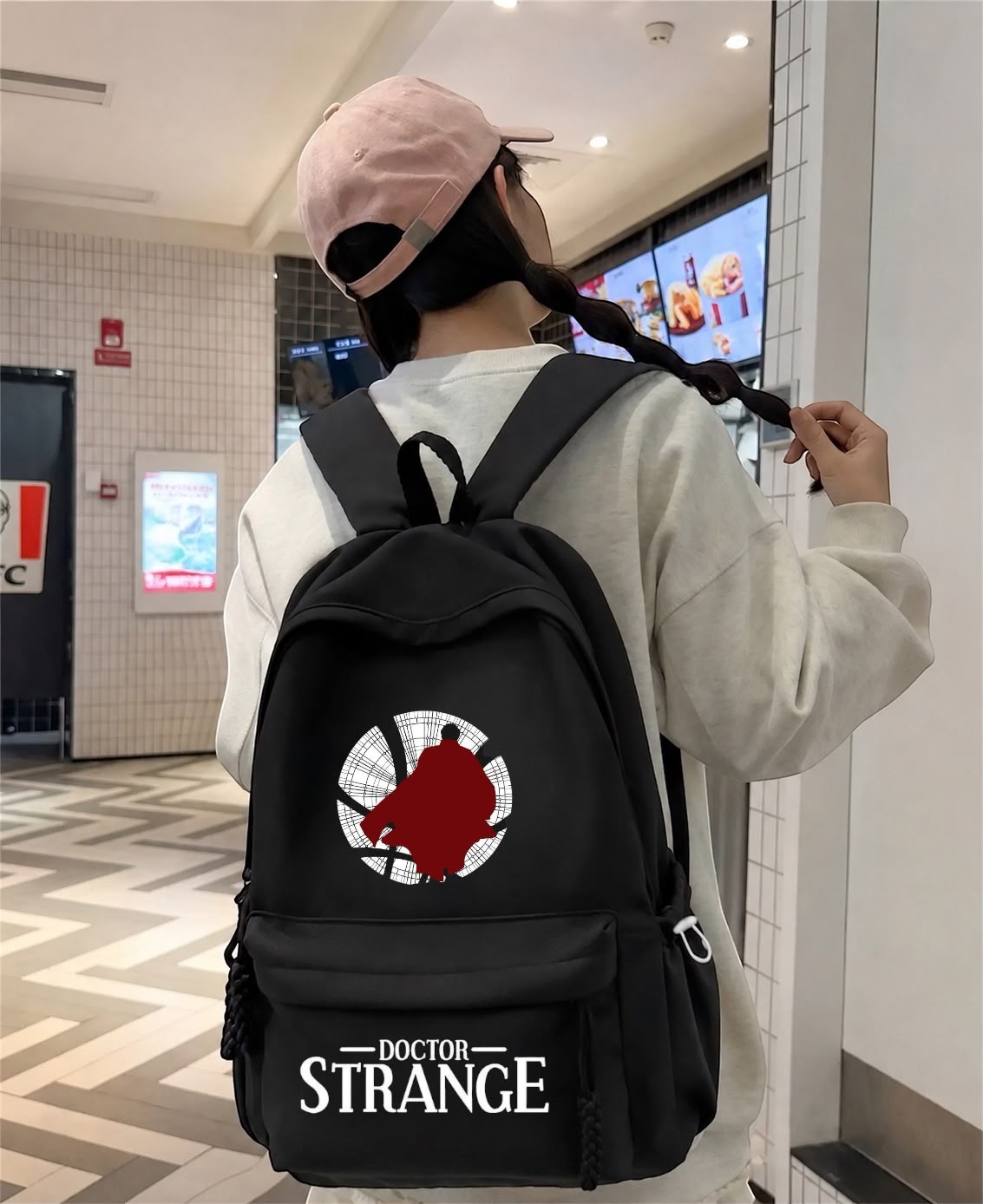 Siyah Doctor Stranger Baskılı Okul Dershane Kurs Sırt Çantası