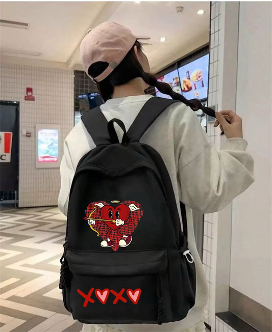 Siyah XOXO Baskılı Okul,Dershane,Kurs Sırt Çantası