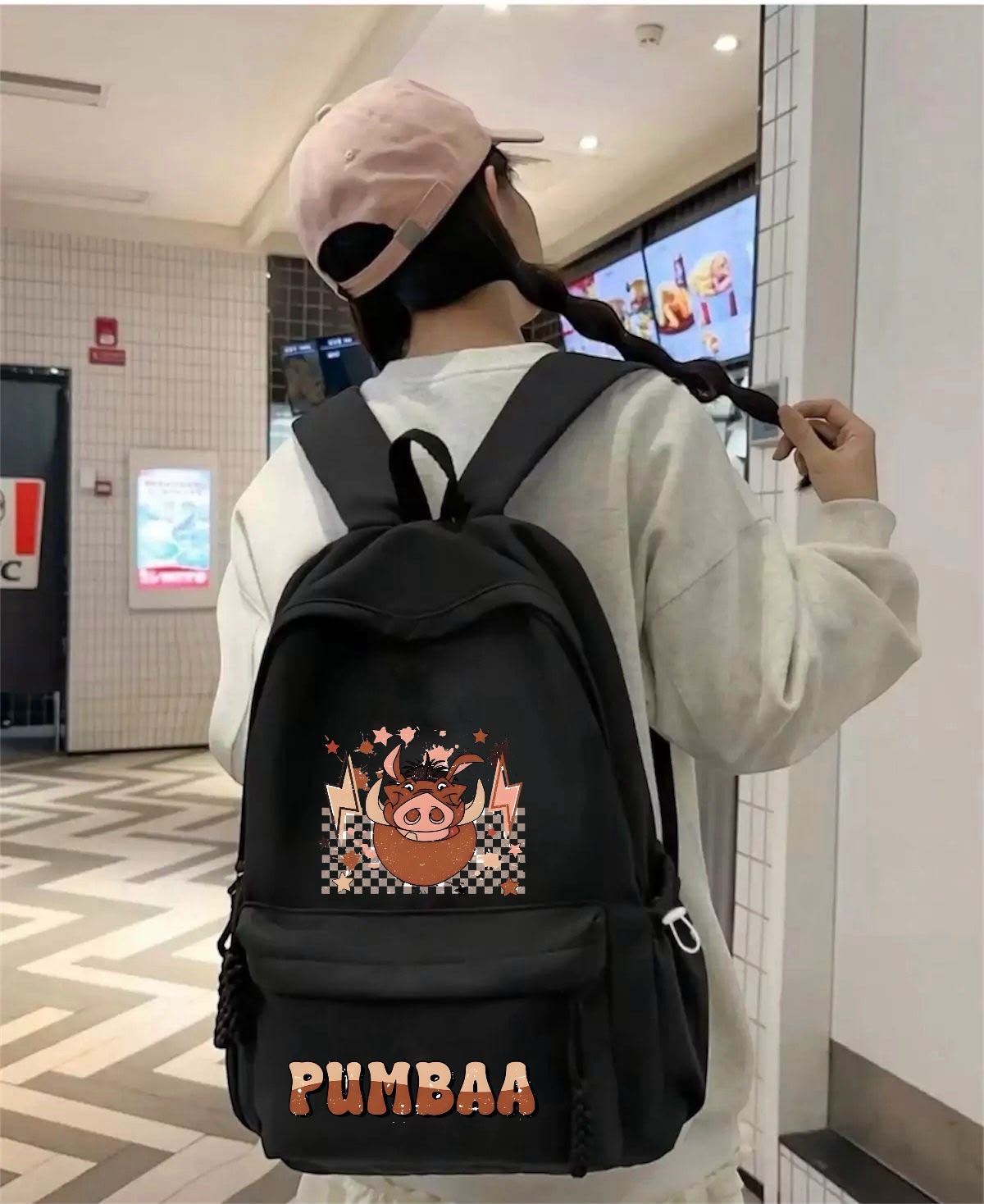 Siyah Pumbaa Baskılı Okul,Dershane,Kurs Sırt Çantası