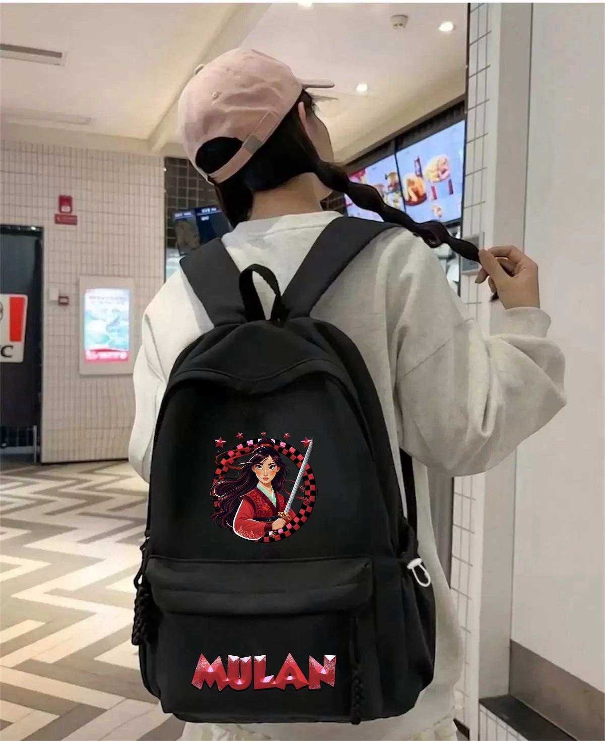 Siyah Mulan Baskılı Okul,Dershane,Kurs Sırt Çantası