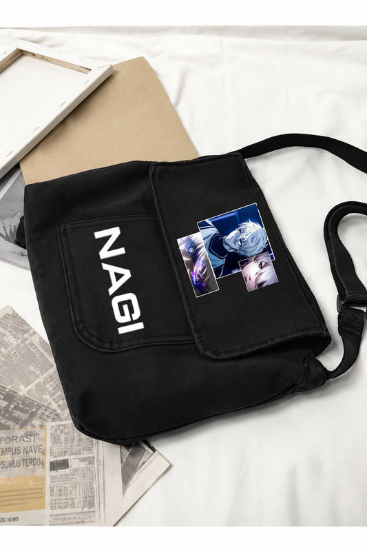 Siyah Nagi Baskılı Kot Postacı Çanta