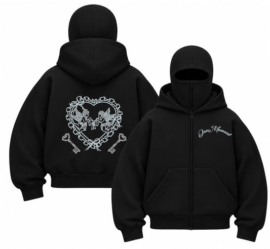 One Moment Baskılı Oversize Bacalava Maskeli Sweatshirt