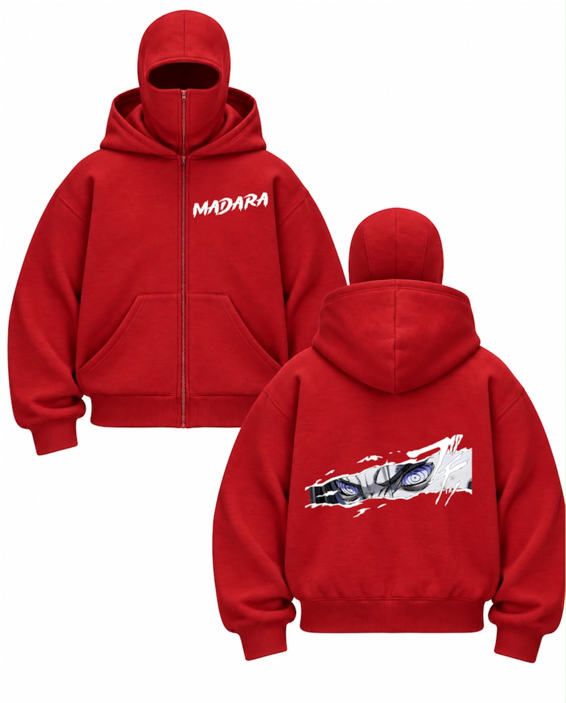 Anime Madara Baskılı Oversize Bacalava Maskeli Sweatshirt