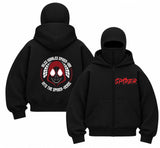 Spider Baskılı Oversize Bacalava Maskeli Sweatshirt