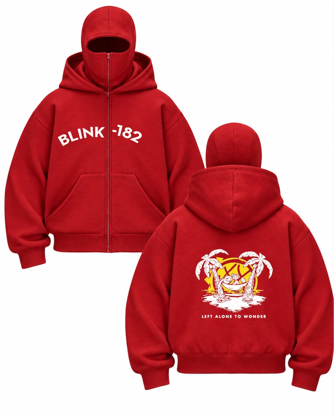 Blink 182 Baskılı Oversize Bacalava Maskeli Sweatshirt