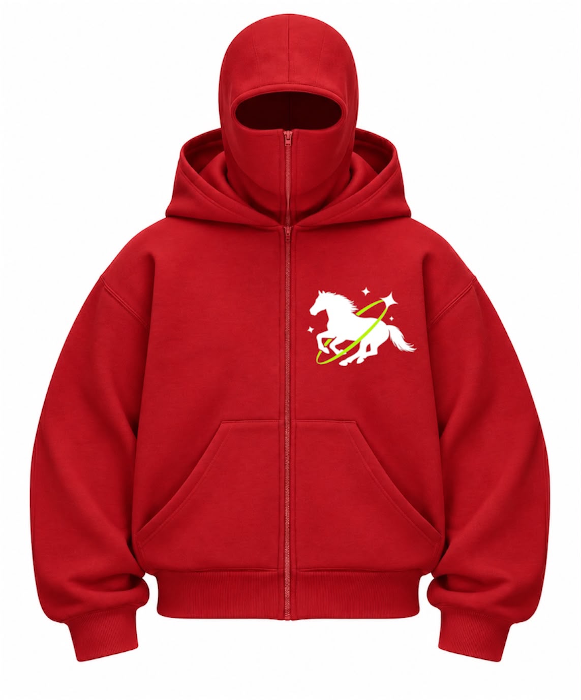 Faster Baskılı Oversize Bacalava Maskeli Sweatshirt