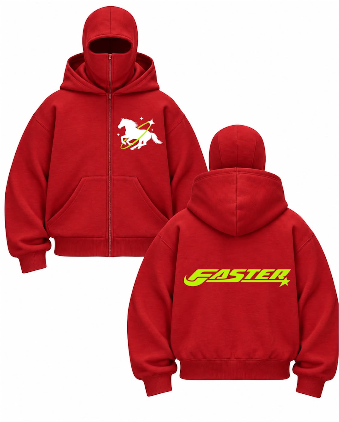 Faster Baskılı Oversize Bacalava Maskeli Sweatshirt