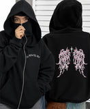 Gothic Butterfly Baskılı Oversize Bacalava Maskeli Sweatshirt