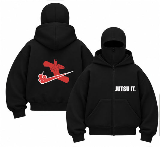 Naruto Just To Baskılı Oversize Bacalava Maskeli Sweatshirt