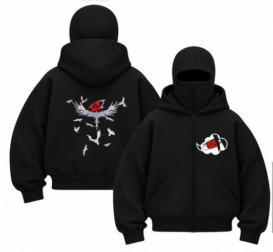 Naruto Baskılı Oversize Bacalava Maskeli Sweatshirt