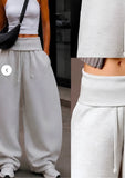 Gri Wide Leg Bol Paça İpli Eşofman Altı