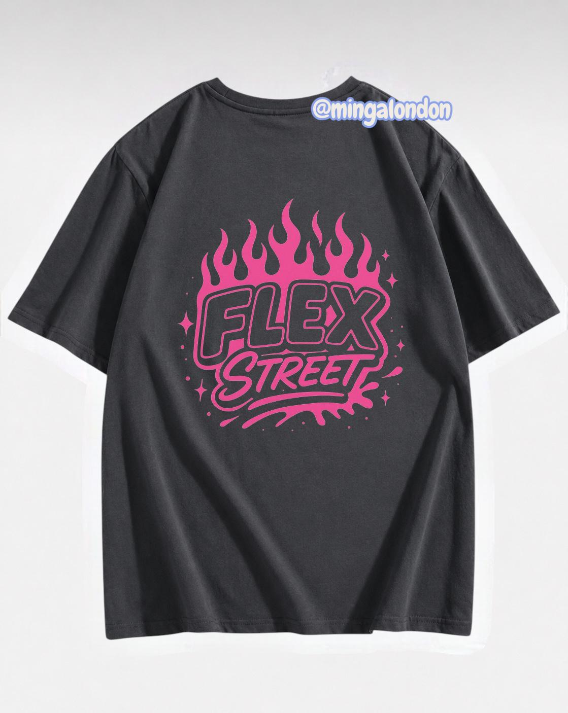 Flex Street Sırt Baskılı Füme T-Shirt