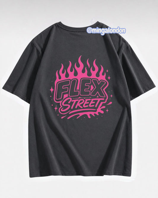 Flex Street Sırt Baskılı Füme T-Shirt