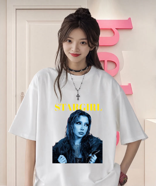 Beyaz Manifest Star Girl Baskılı T-Shirt