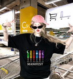 Siyah Manifest Baskılı T-Shirt