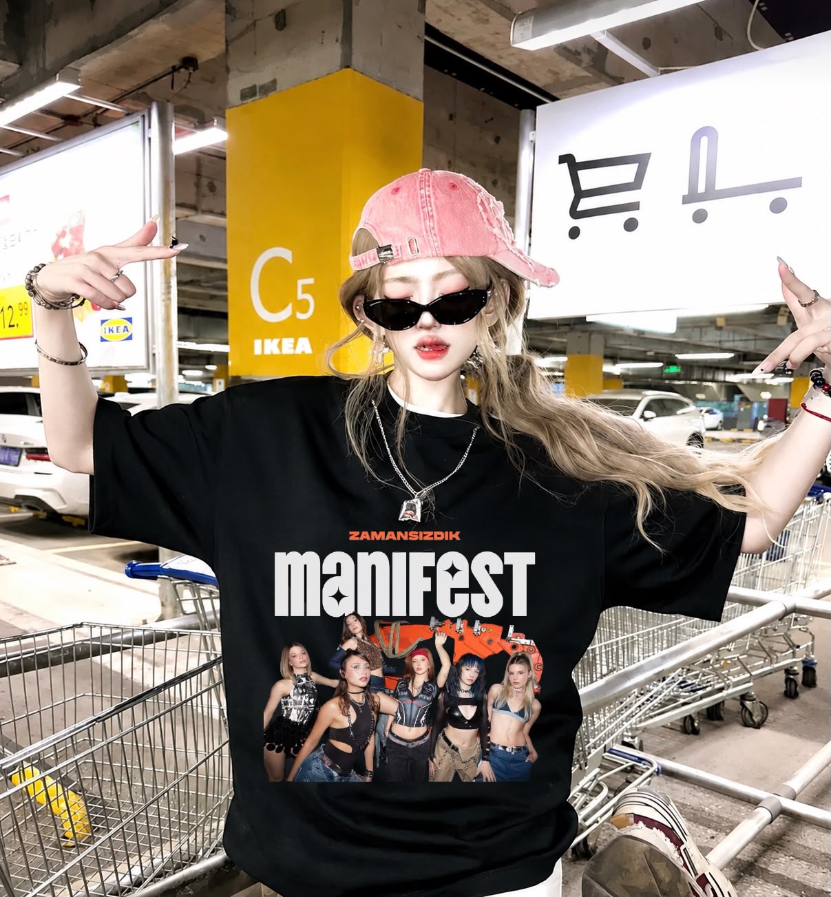Siyah Manifest Zamansızdık Baskılı T-Shirt