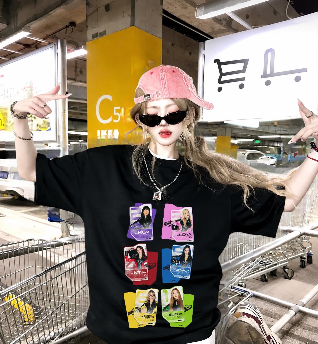 Siyah Manifest HİLAL-LİDYA-MİNA-ZEYNEP-ESİN-SUEDA Baskılı T-Shirt