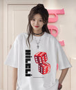 Beyaz Hileli Baskılı T-Shirt