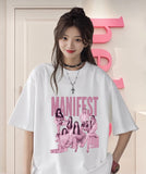 Beyaz Manifest Pembe Baskılı T-Shirt