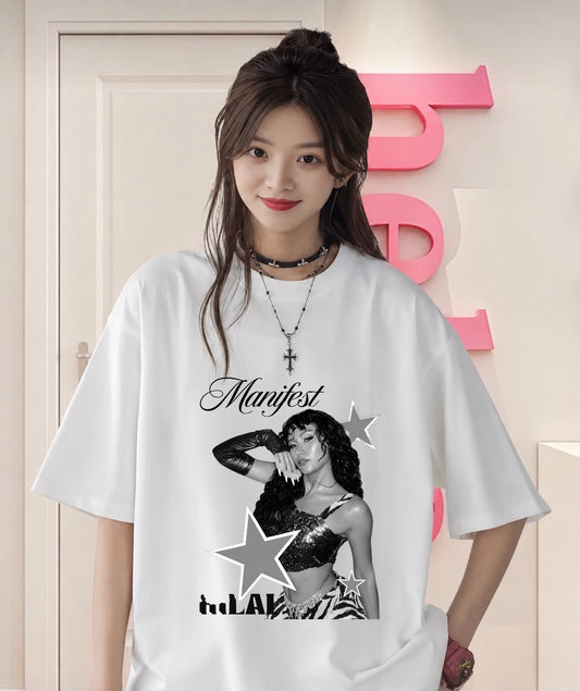 Beyaz Manifest Hilal Baskılı T-Shirt