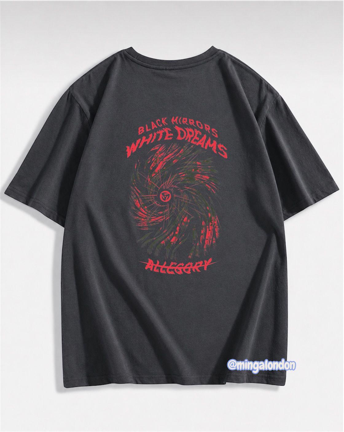 Black Mırrors White Dreams Allegory Sırt Baskılı Füme T-Shirt