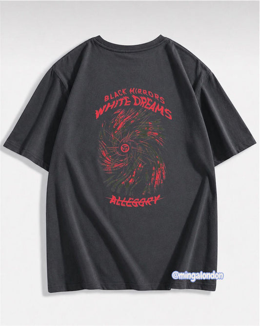 Black Mırrors White Dreams Allegory Sırt Baskılı Füme T-Shirt