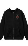 AC-DC Baskılı Oversize Fermuarlı Siyah Unisex Kapüşonlu Hırka