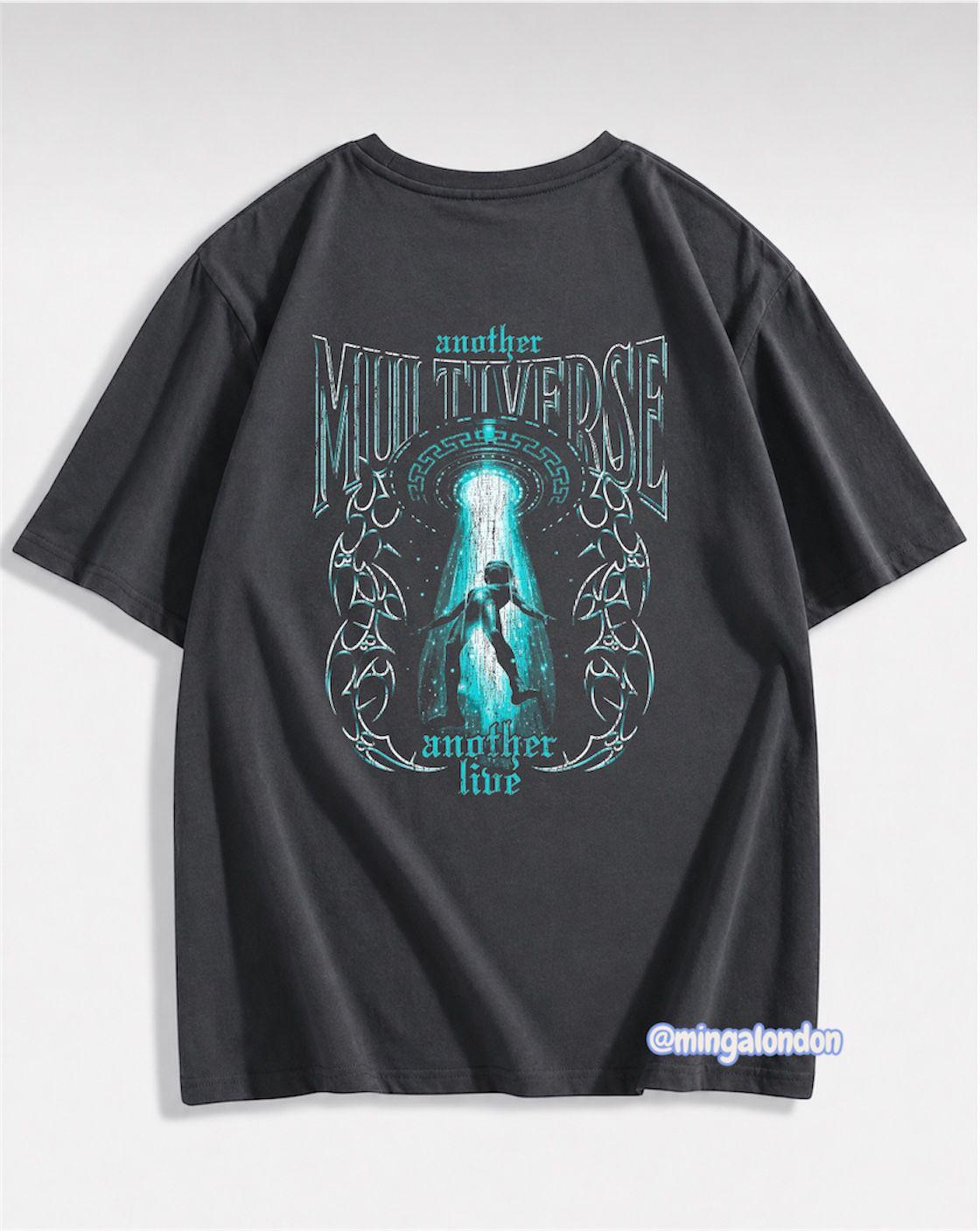 Another Multıverse Sırt Baskılı Füme T-Shirt
