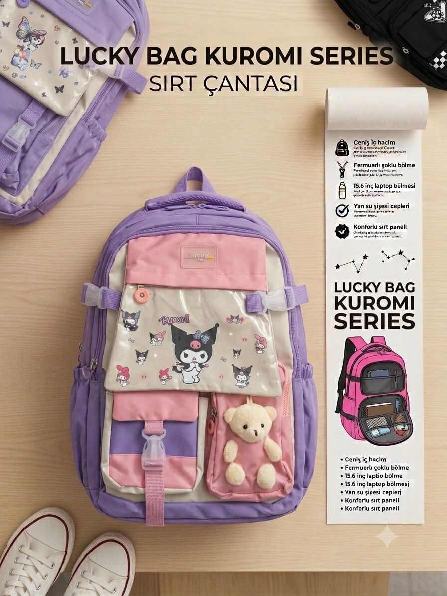Lucky Bag Kuromı Serıes Sırt Çantası Mor-Pembe