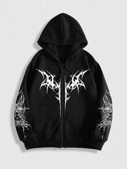 Y2K Harajuku Tarzı Baskılı Oversize Hoodie