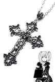 Silver Anime Misa Çiçek Motifli Haç Kolye
