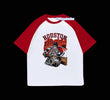 Kırmızı Reglan Kol Houston Baskılı T-Shirt