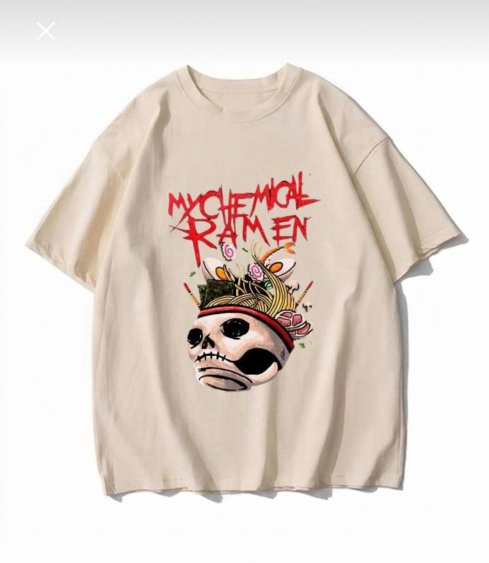 My Chemical Ramen Baskılı Bej T-Shirt