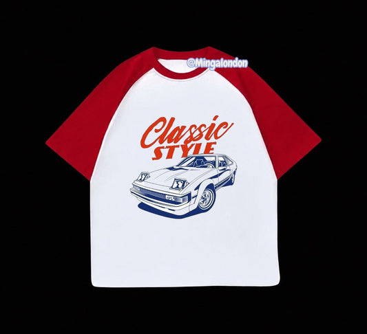 Kırmızı Reglan Kol Classıc Style Baskılı T-Shirt