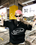 Unisex Baby Monster Ön Baskılı Bisiklet Yaka T-Shirt