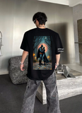 Unisex Batman Sırt Baskılı Bisiklet Yaka T-Shirt