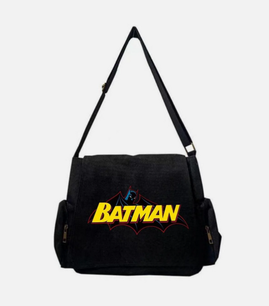 Siyah Batman Baskılı Postacı Çantası