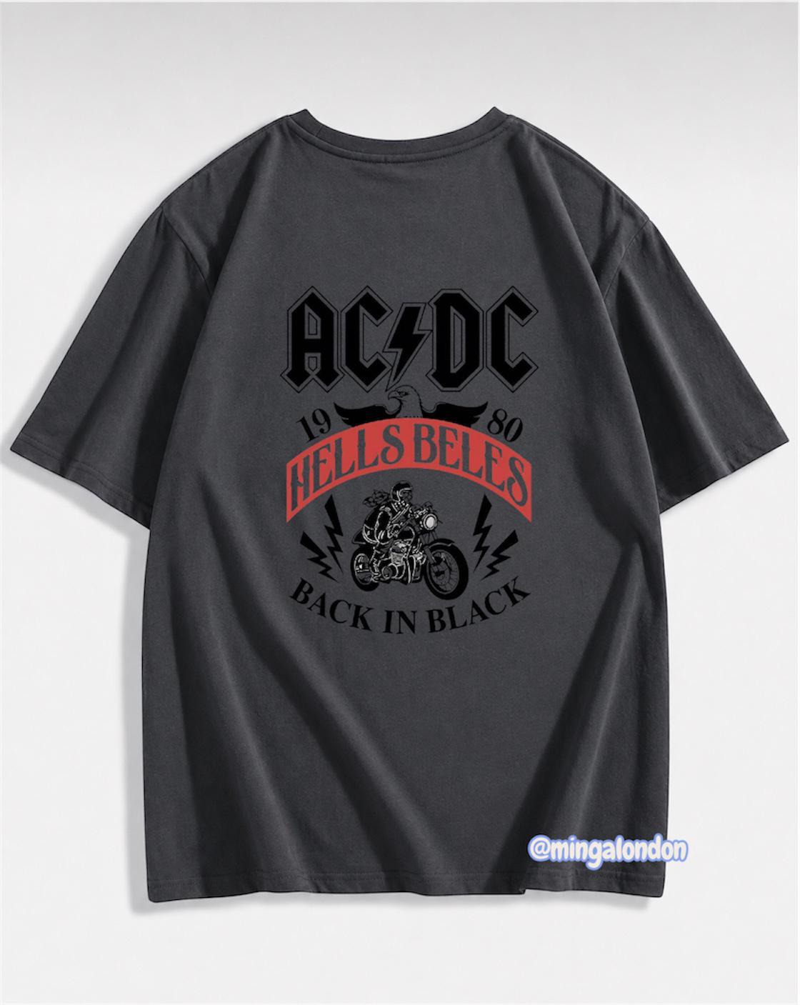 AC & DC Heel Beles 1980 Sırt Baskılı Füme T-Shirt