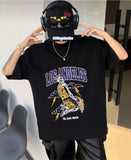 Los Angeles Baskılı Siyah Oversize T-Shirt