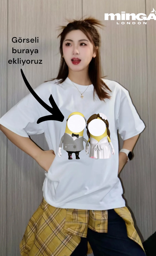 Best Couple Kişiye Özel Baskılı Beyaz Oversize Tshirt